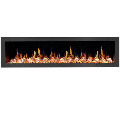 Litedeer Latitude II 78" Seamless Push-In Electric Fireplace with Acrylic Crushed Ice Rocks