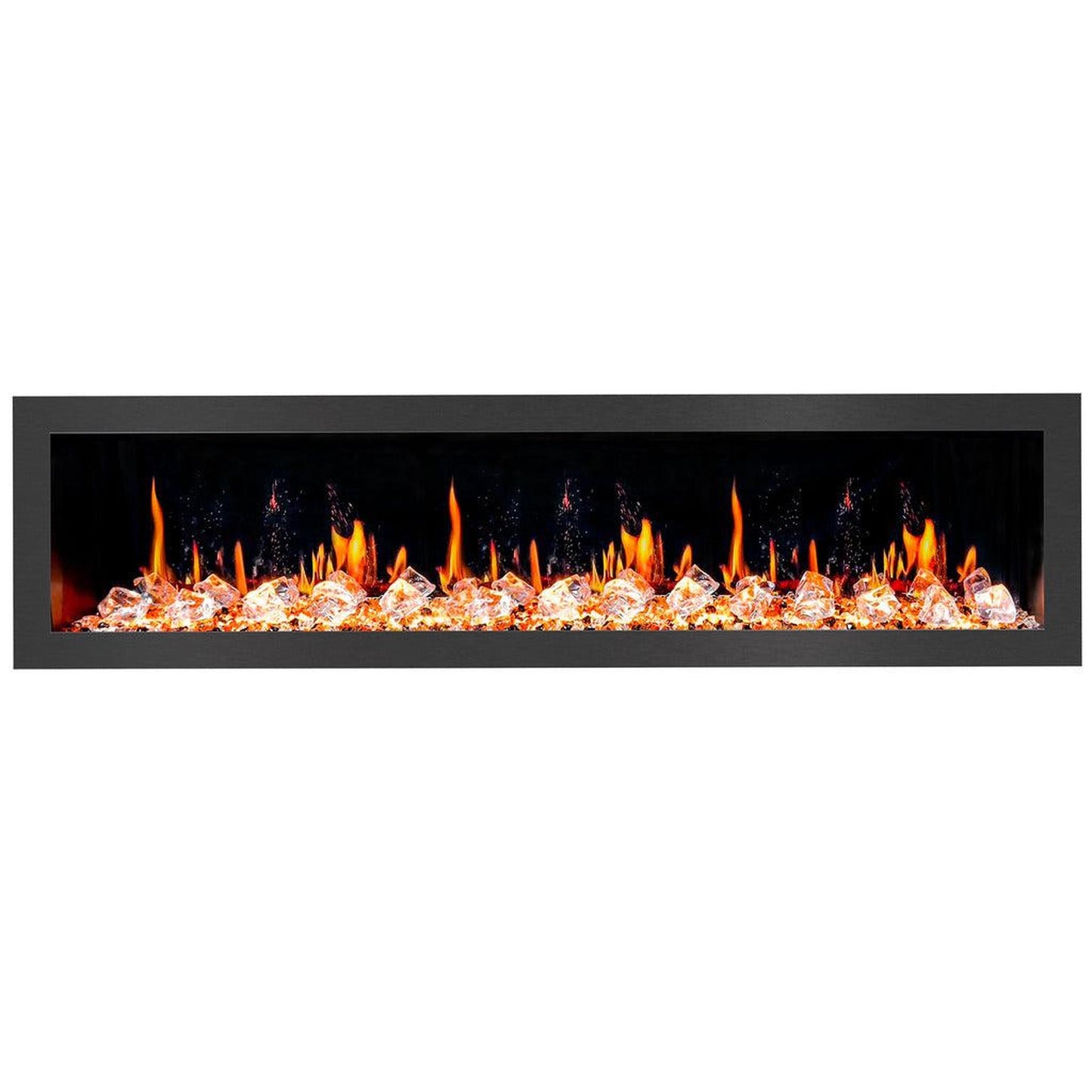 Litedeer Latitude II 78" Seamless Push-In Electric Fireplace with Acrylic Crushed Ice Rocks