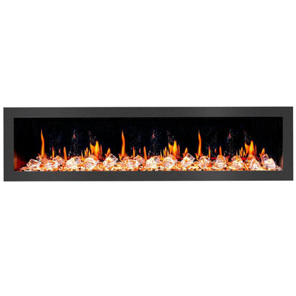 Litedeer Latitude II 78" Seamless Push-In Electric Fireplace with Acrylic Crushed Ice Rocks