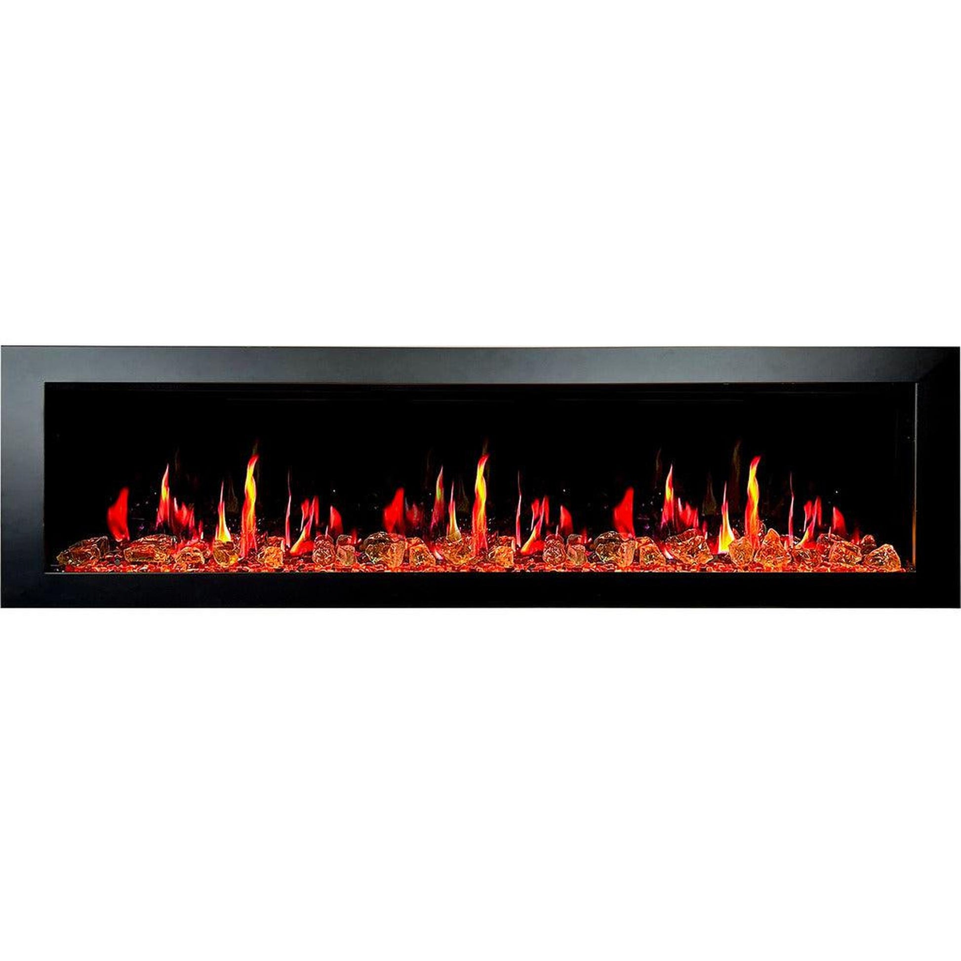 Litedeer Latitude II 78" Seamless Push-In Electric Fireplace with Reflective Fire Glass (Luster Copper)