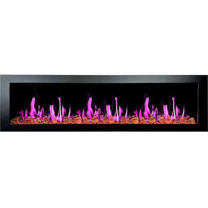 Litedeer Latitude II 78" Seamless Push-In Electric Fireplace with Reflective Fire Glass (Luster Copper)