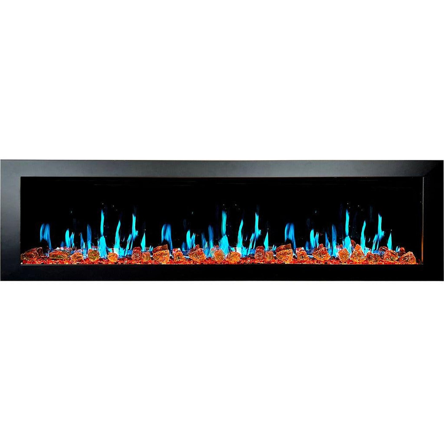 Litedeer Latitude II 78" Seamless Push-In Electric Fireplace with Reflective Fire Glass (Luster Copper)