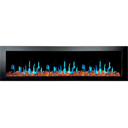 Litedeer Latitude II 78" Seamless Push-In Electric Fireplace with Reflective Fire Glass (Luster Copper)