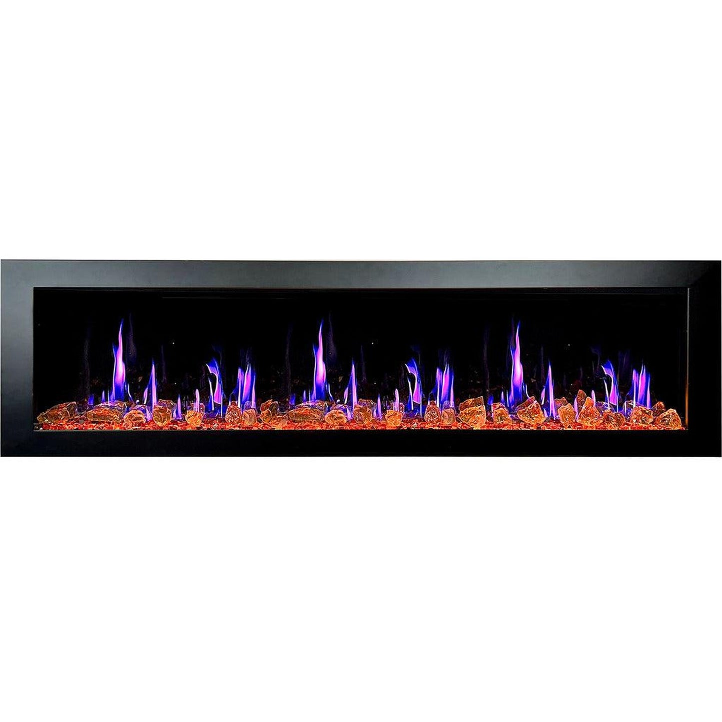 Litedeer Latitude II 78" Seamless Push-In Electric Fireplace with Reflective Fire Glass (Luster Copper)