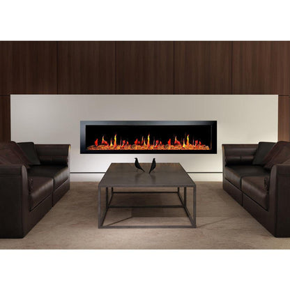 Litedeer Latitude II 78" Seamless Push-In Electric Fireplace with Reflective Fire Glass (Luster Copper)