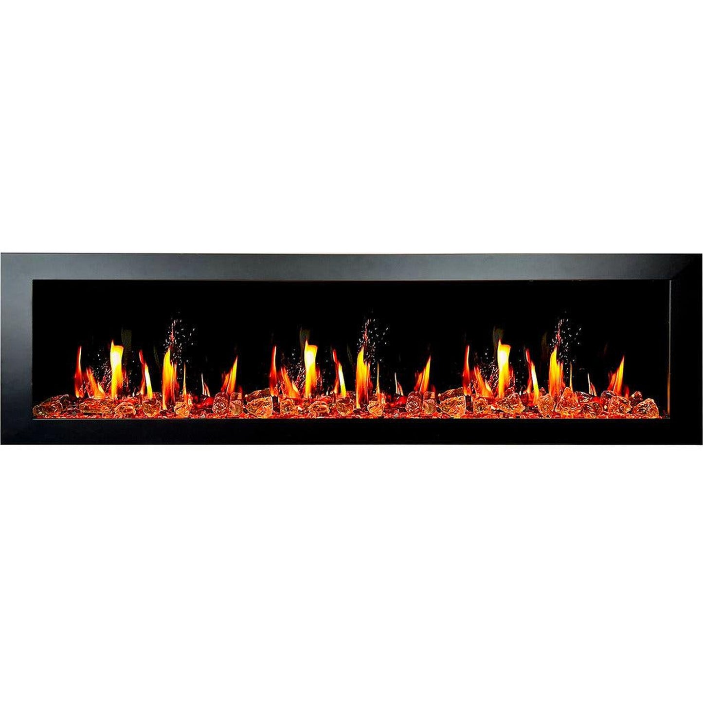 Litedeer Latitude II 78" Seamless Push-In Electric Fireplace with Reflective Fire Glass (Luster Copper)