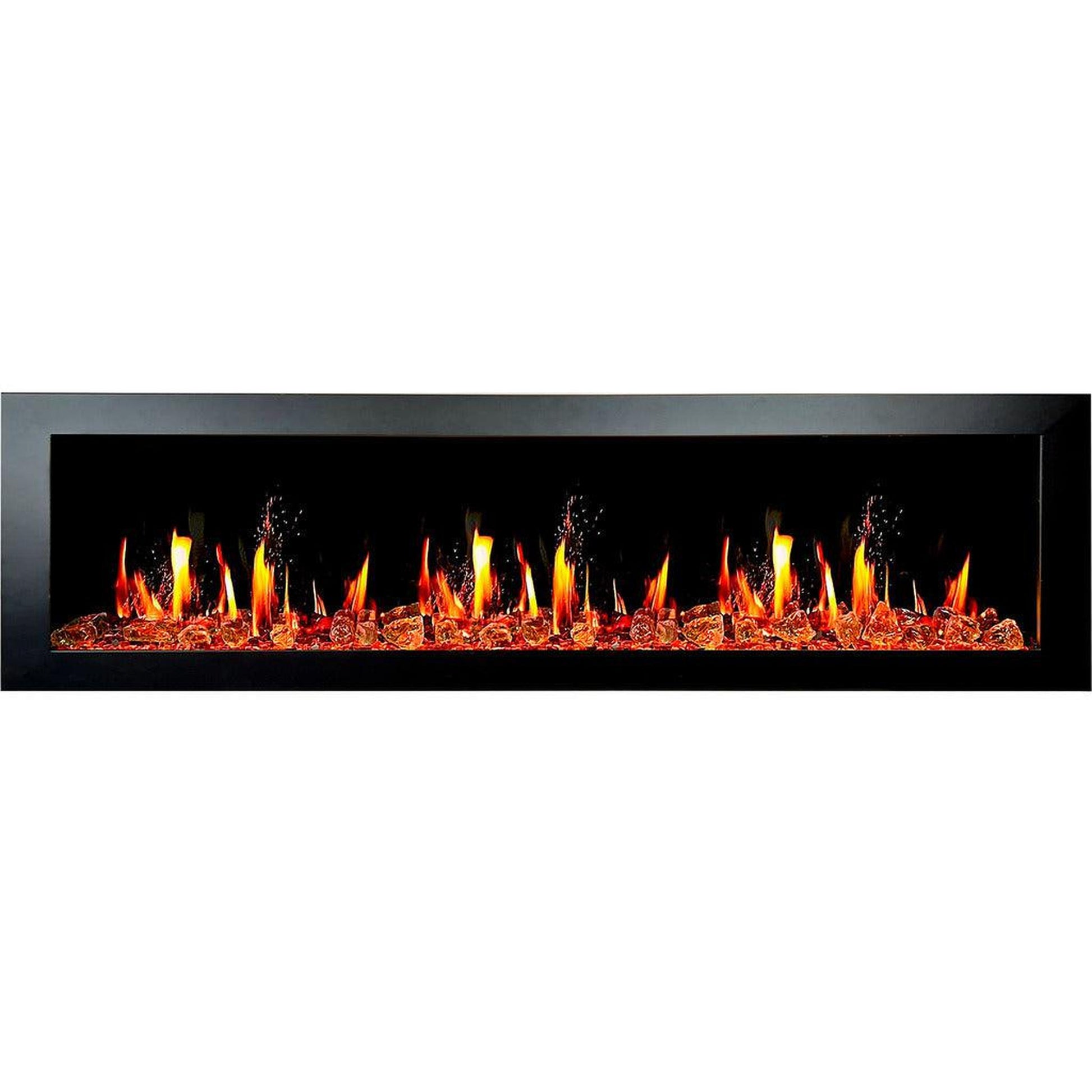 Litedeer Latitude II 78" Seamless Push-In Electric Fireplace with Reflective Fire Glass (Luster Copper)