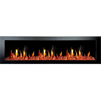 Litedeer Latitude II 78" Seamless Push-In Electric Fireplace with Reflective Fire Glass (Luster Copper)
