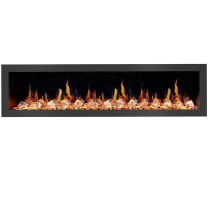 Litedeer Latitude II 78" Vent-Free Seamless Push-In Electric Fireplace with Acrylic Crushed Ice Rocks