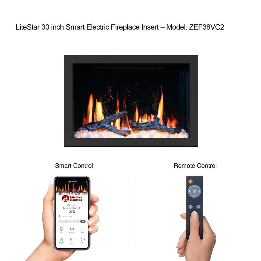 Litedeer LiteStar 30" Vent-Free Smart Electric Fireplace Insert