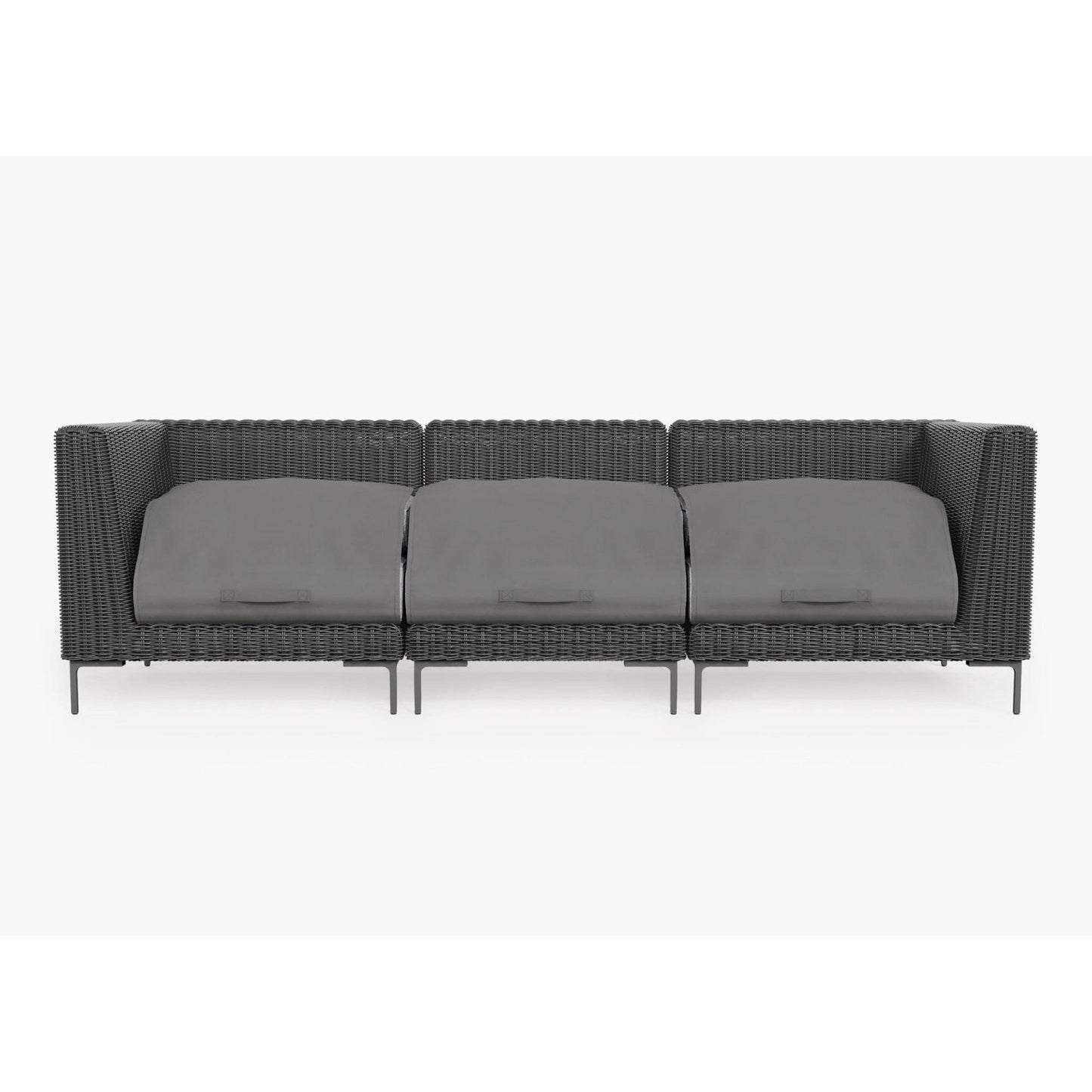 Live Outer 103" Black Wicker Outdoor 3-Seat Sofa With Pacific Fog Gray Cushion