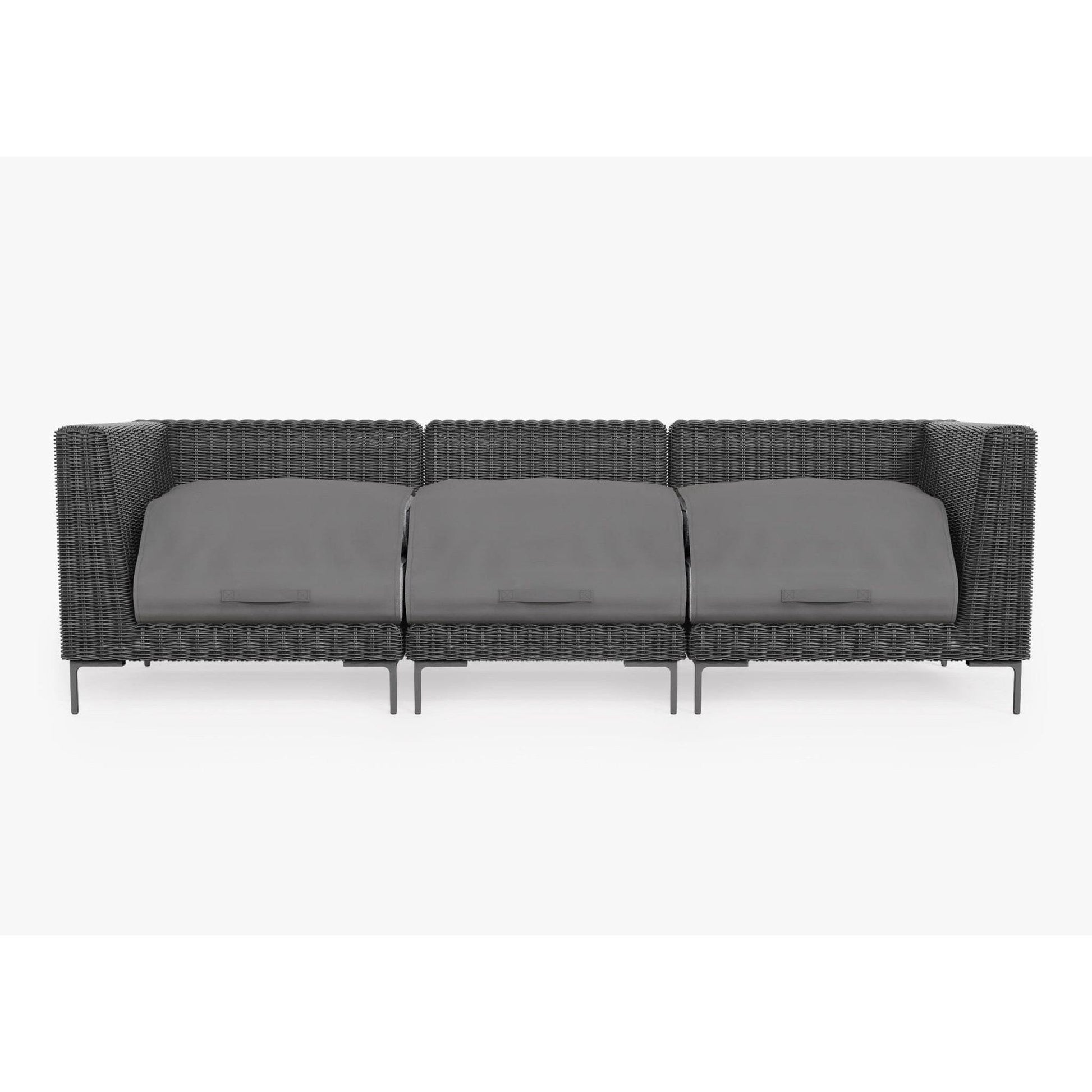 Live Outer 103" Black Wicker Outdoor 3-Seat Sofa With Pacific Fog Gray Cushion