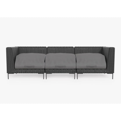 Live Outer 103" Black Wicker Outdoor 3-Seat Sofa With Pacific Fog Gray Cushion