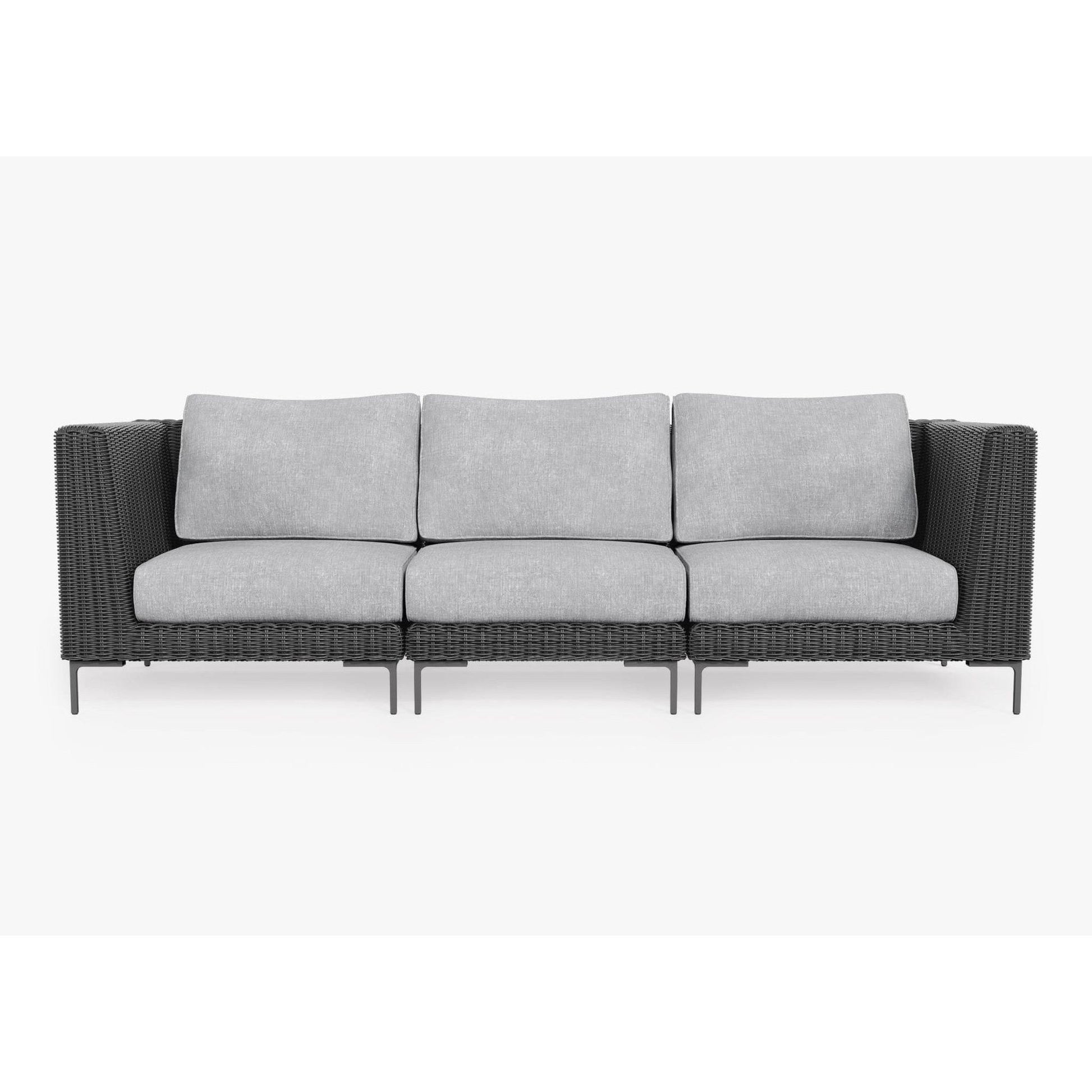 Live Outer 103" Black Wicker Outdoor 3-Seat Sofa With Pacific Fog Gray Cushion