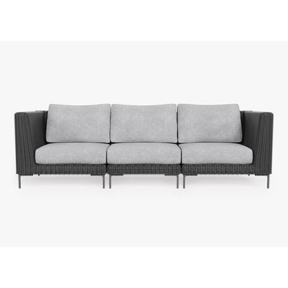 Live Outer 103" Black Wicker Outdoor 3-Seat Sofa With Pacific Fog Gray Cushion