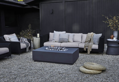 Live Outer 103" Black Wicker Outdoor 3-Seat Sofa With Sandstone Gray Cushion