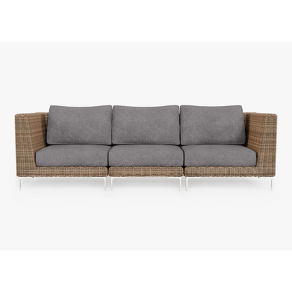 Live Outer 103" Brown Wicker Outdoor 3-Seat Sofa With Dark Pebble Gray Cushion