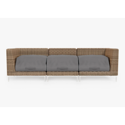 Live Outer 103" Brown Wicker Outdoor 3-Seat Sofa With Pacific Fog Gray Cushion