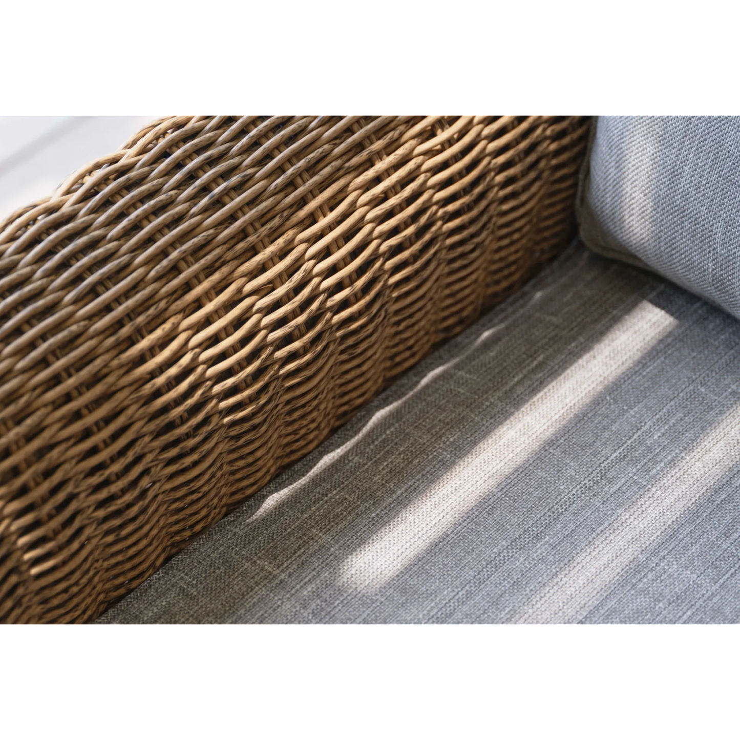 Live Outer 103" Brown Wicker Outdoor 3-Seat Sofa With Pacific Fog Gray Cushion