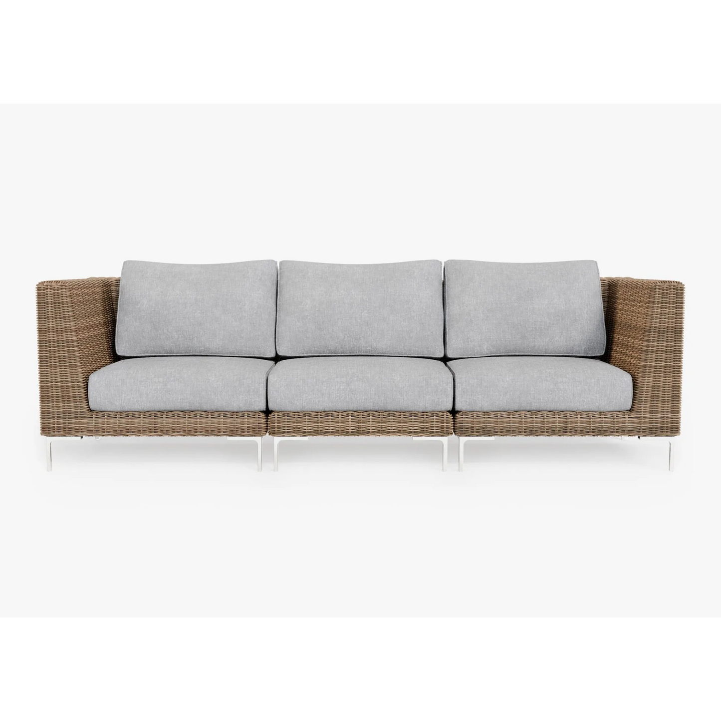 Live Outer 103" Brown Wicker Outdoor 3-Seat Sofa With Pacific Fog Gray Cushion
