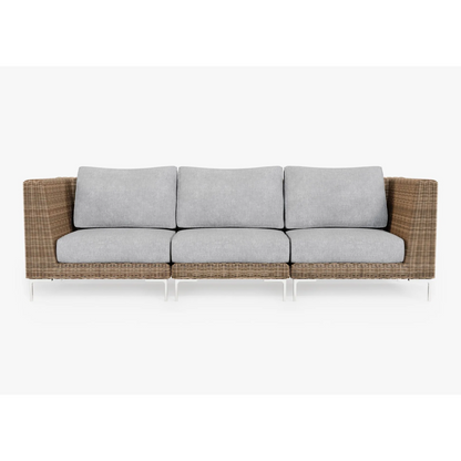 Live Outer 103" Brown Wicker Outdoor 3-Seat Sofa With Pacific Fog Gray Cushion