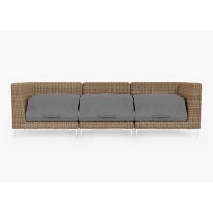 Live Outer 103" Brown Wicker Outdoor 3-Seat Sofa With Palisades Cream Cushion