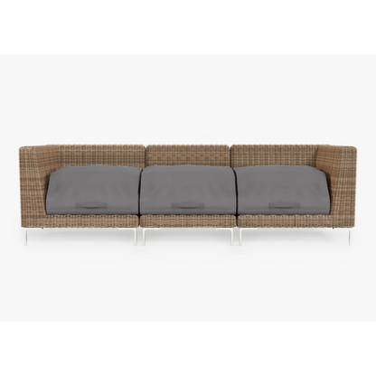 Live Outer 103" Brown Wicker Outdoor 3-Seat Sofa With Sandstone Gray Cushion