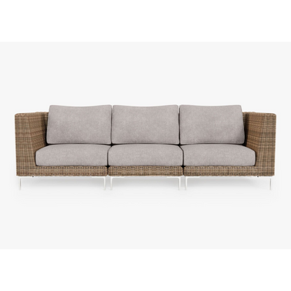 Live Outer 103" Brown Wicker Outdoor 3-Seat Sofa With Sandstone Gray Cushion