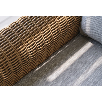 Live Outer 103" Brown Wicker Outdoor Sofa With Armchairs & Pacific Fog Gray Cushion (5-Seat)