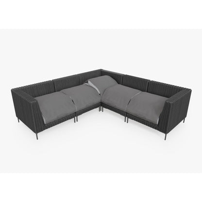 Live Outer 103" x 103" Black Wicker Outdoor Corner Sectional 5-Seat With Pacific Fog Gray Cushion