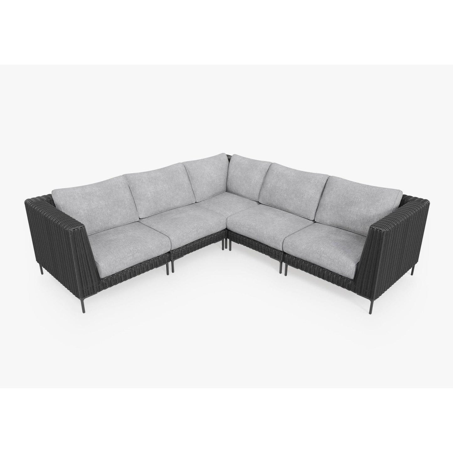 Live Outer 103" x 103" Black Wicker Outdoor Corner Sectional 5-Seat With Pacific Fog Gray Cushion