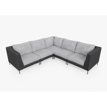Live Outer 103" x 103" Black Wicker Outdoor Corner Sectional 5-Seat With Pacific Fog Gray Cushion