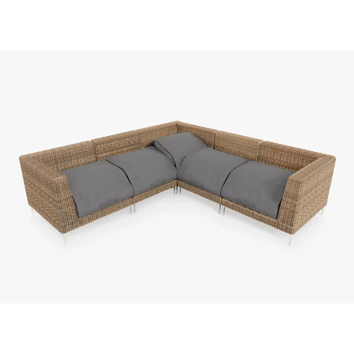 Live Outer 103" x 103" Brown Wicker Outdoor Corner Sectional 5-Seat With Dark Pebble Gray Cushion