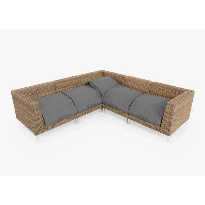 Live Outer 103" x 103" Brown Wicker Outdoor Corner Sectional 5-Seat With Dark Pebble Gray Cushion