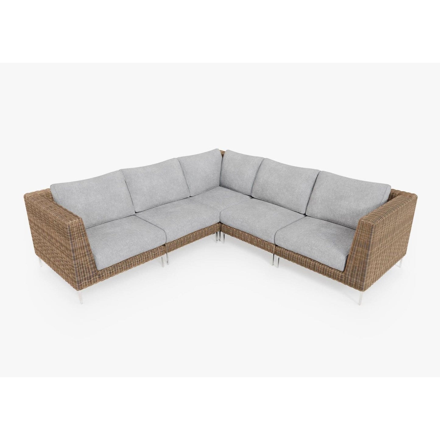 Live Outer 103" x 103" Brown Wicker Outdoor Corner Sectional 5-Seat With Pacific Fog Gray Cushion