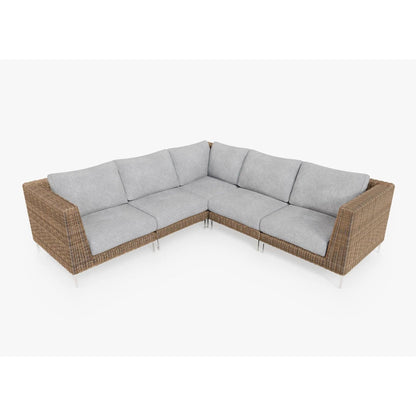 Live Outer 103" x 103" Brown Wicker Outdoor Corner Sectional 5-Seat With Pacific Fog Gray Cushion