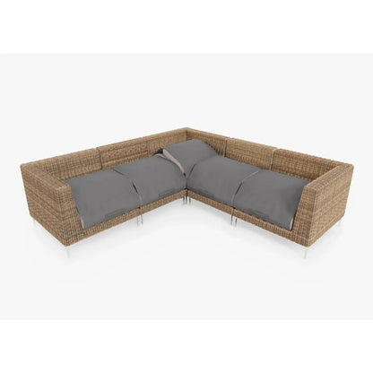 Live Outer 103" x 103" Brown Wicker Outdoor Corner Sectional 5-Seat With Sandstone Gray Cushion