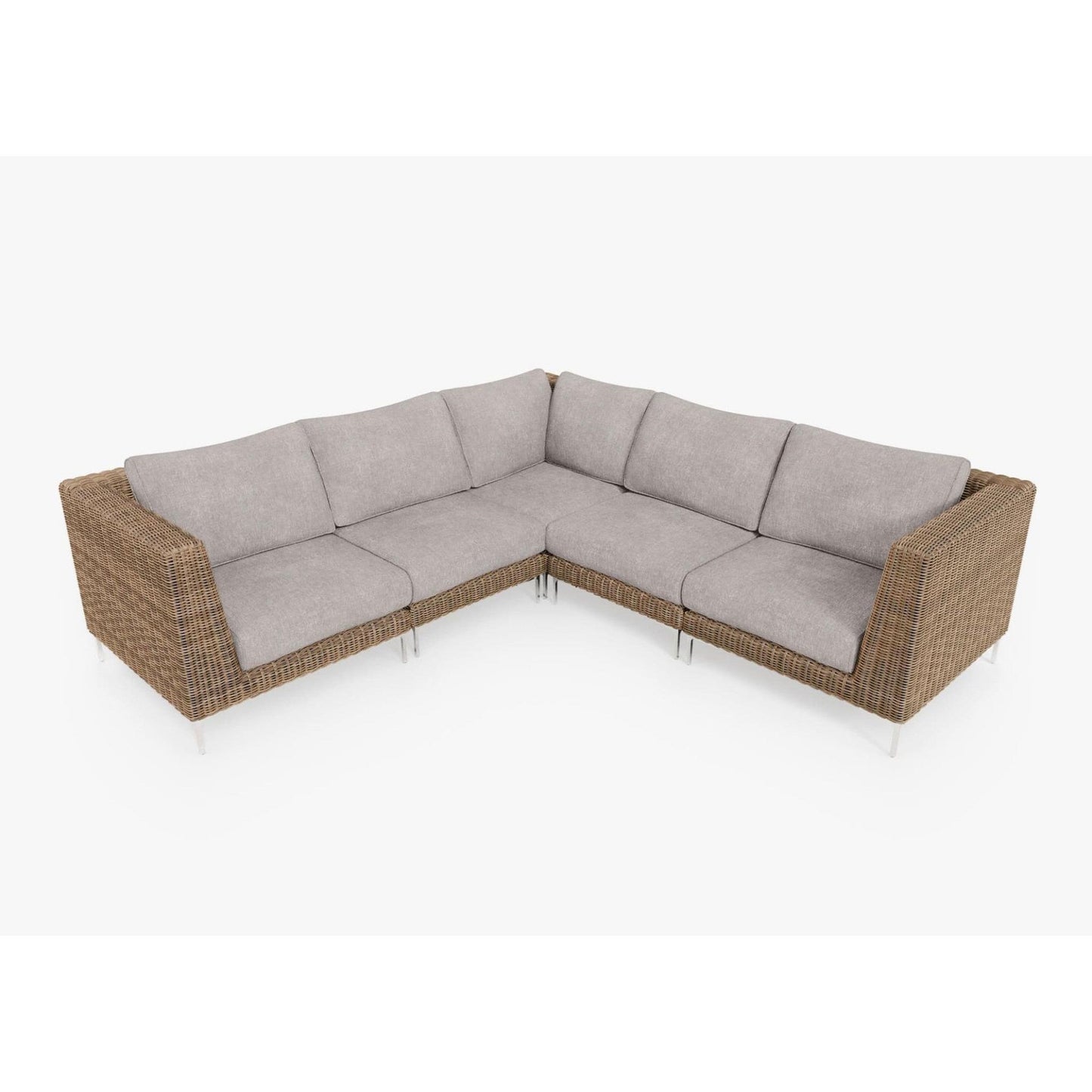 Live Outer 103" x 103" Brown Wicker Outdoor Corner Sectional 5-Seat With Sandstone Gray Cushion