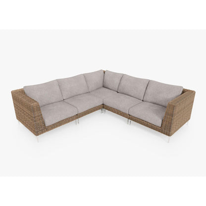 Live Outer 103" x 103" Brown Wicker Outdoor Corner Sectional 5-Seat With Sandstone Gray Cushion