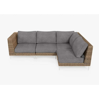 Live Outer 103" x 66" Brown Wicker Outdoor L Shape Sectional 4-Seat With Dark Pebble Gray Cushion