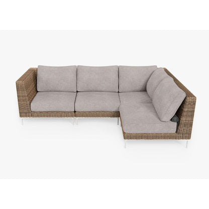 Live Outer 103" x 66" Brown Wicker Outdoor L Shape Sectional 4-Seat With Sandstone Gray Cushion