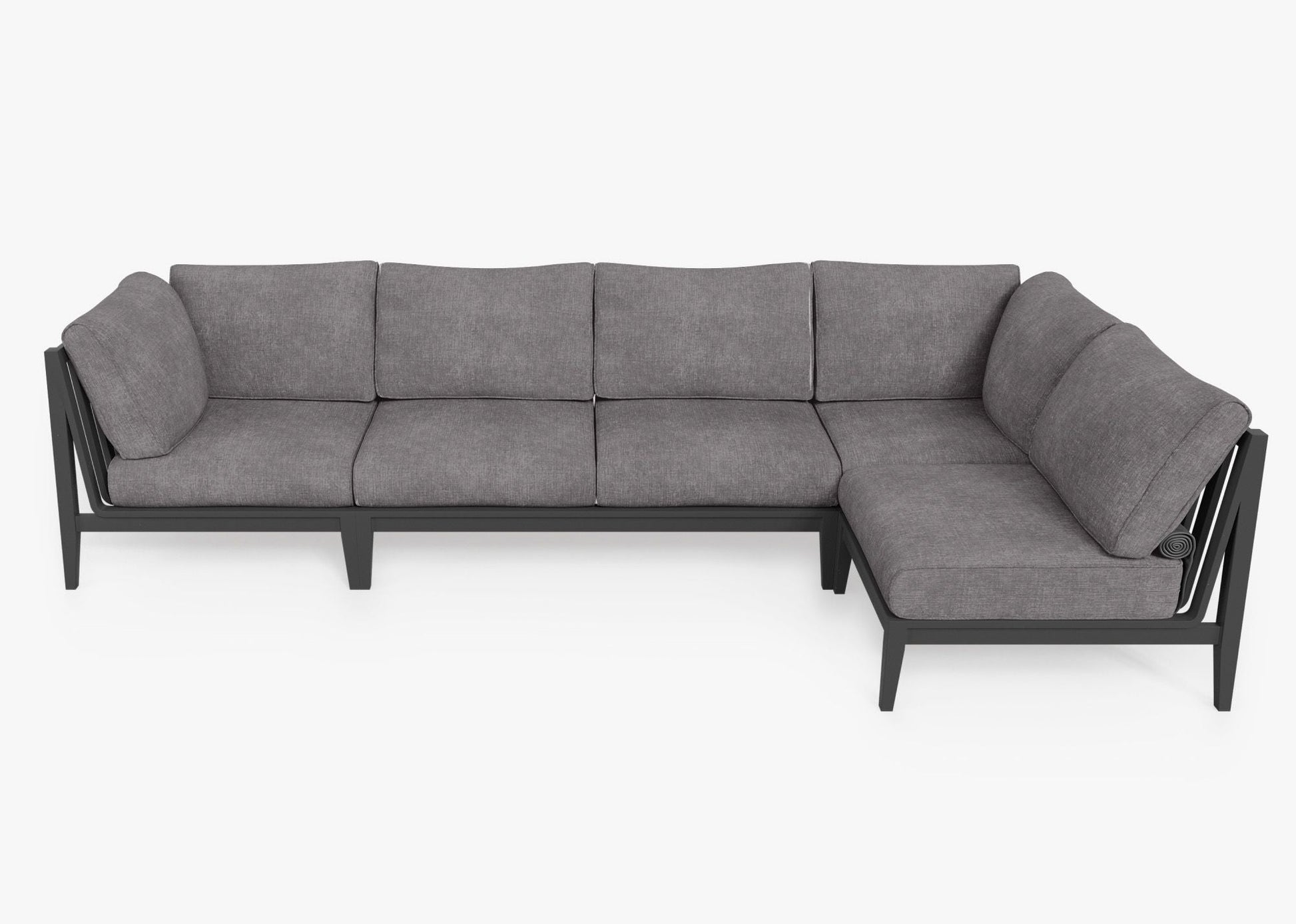 Live Outer 127" x 64" Charcoal Aluminum Outdoor L Shape Sectional 5-Seat With Dark Pebble Gray Cushion