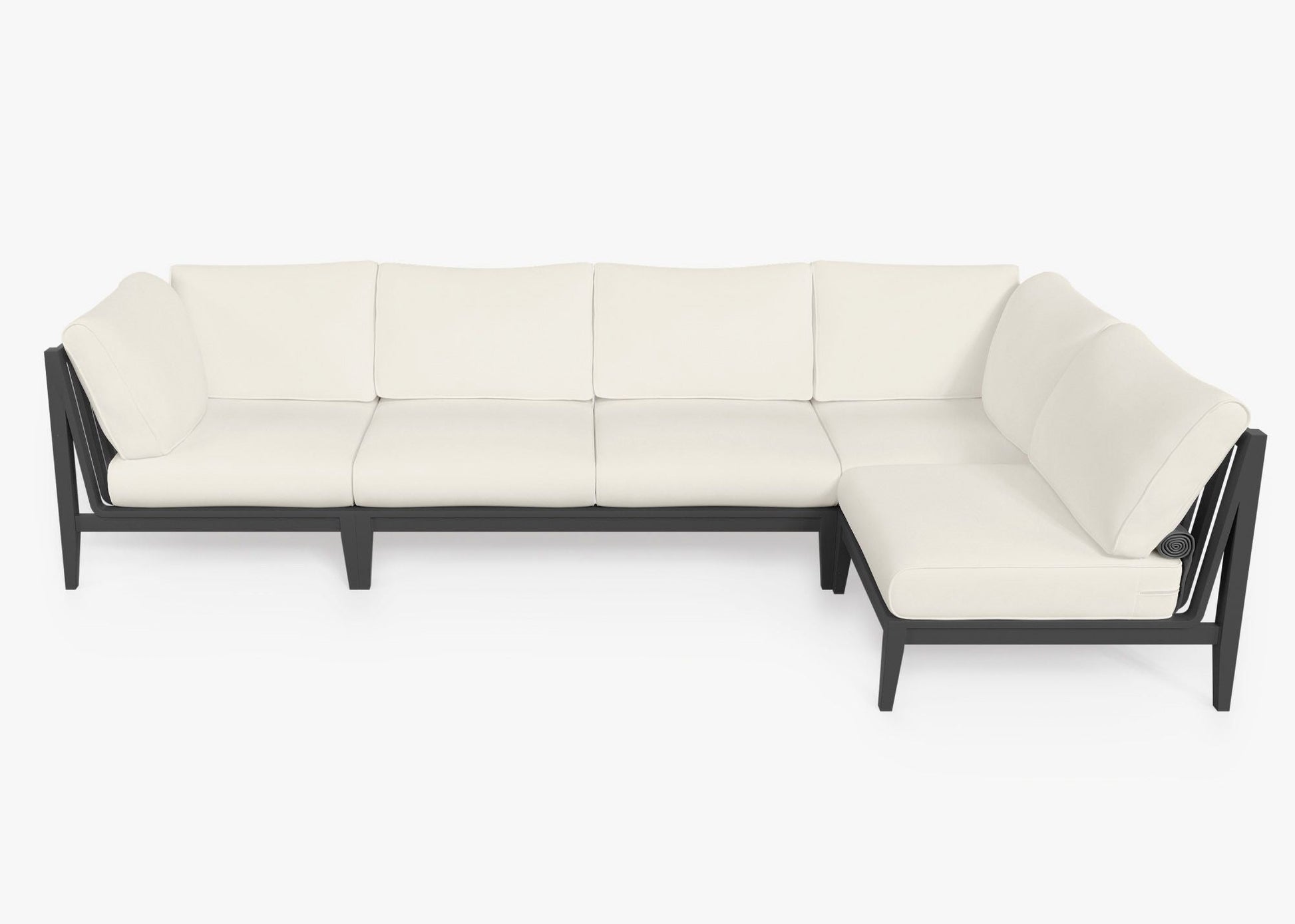 Live Outer 127" x 64" Charcoal Aluminum Outdoor L Shape Sectional 5-Seat With Palisades Cream Cushion