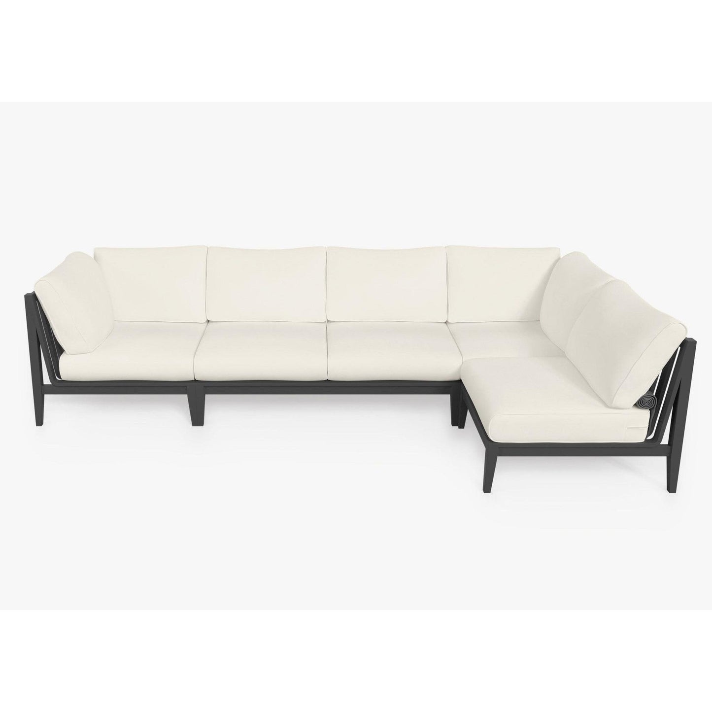 Live Outer 127" x 64" Charcoal Aluminum Outdoor L Shape Sectional 5-Seat With Palisades Cream Cushion
