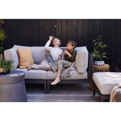 Live Outer 127" x 64" Charcoal Aluminum Outdoor L Shape Sectional 5-Seat With Sandstone Gray Cushion