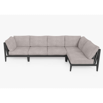 Live Outer 127" x 64" Charcoal Aluminum Outdoor L Shape Sectional 5-Seat With Sandstone Gray Cushion
