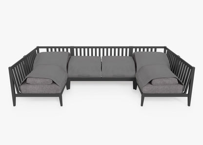 Live Outer 127" x 64" Charcoal Aluminum Outdoor U Sectional 6-Seat With Dark Pebble Gray Cushion
