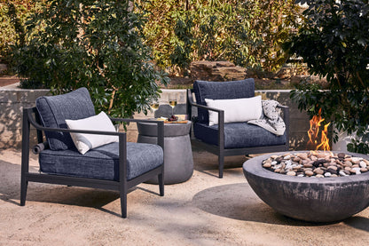 Live Outer 127" x 64" Charcoal Aluminum Outdoor U Sectional 6-Seat With Deep Sea Navy Cushion