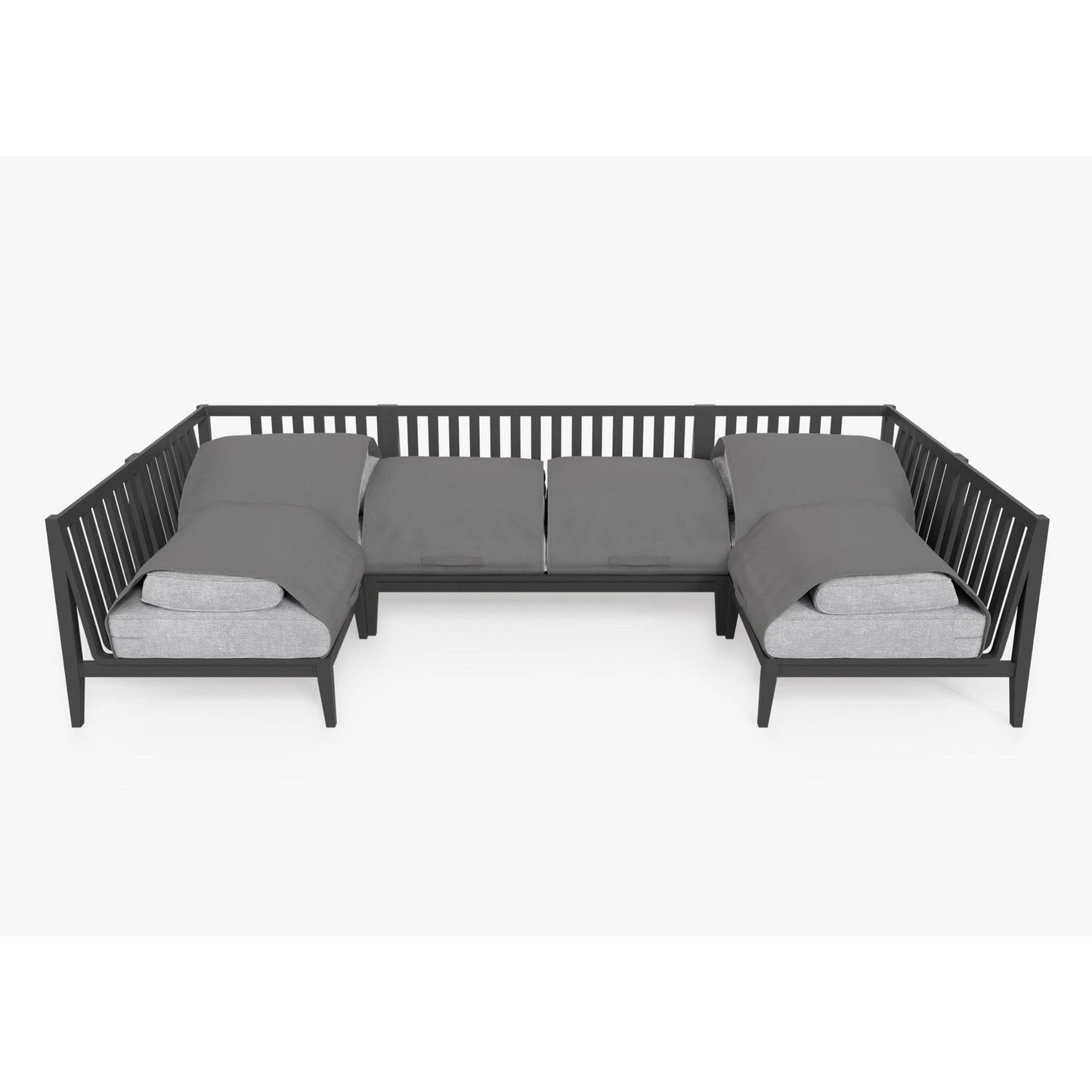 Live Outer 127" x 64" Charcoal Aluminum Outdoor U Sectional 6-Seat With Pacific Fog Gray Cushion