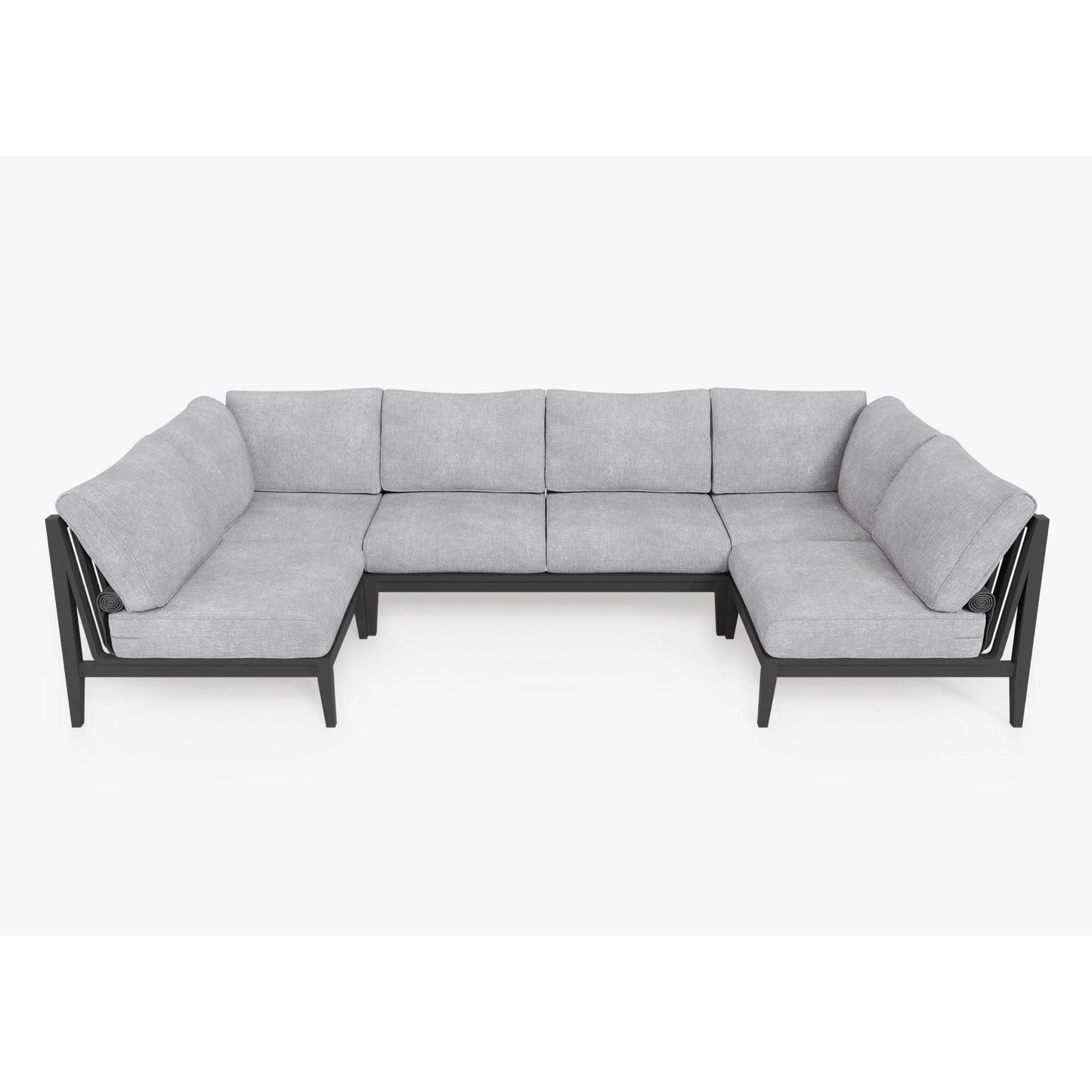 Live Outer 127" x 64" Charcoal Aluminum Outdoor U Sectional 6-Seat With Pacific Fog Gray Cushion